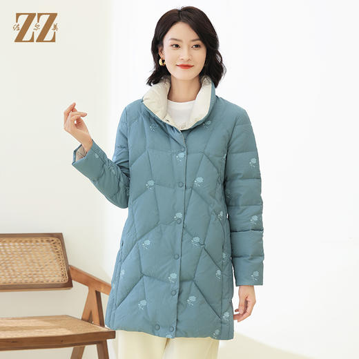 佐尔美冬季新款 气质小碎花中长款羽绒服女E14YY38 商品图0