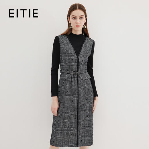 EITIE爱特爱冬季新款高腰修身优雅假两件连衣裙7207929 商品图0