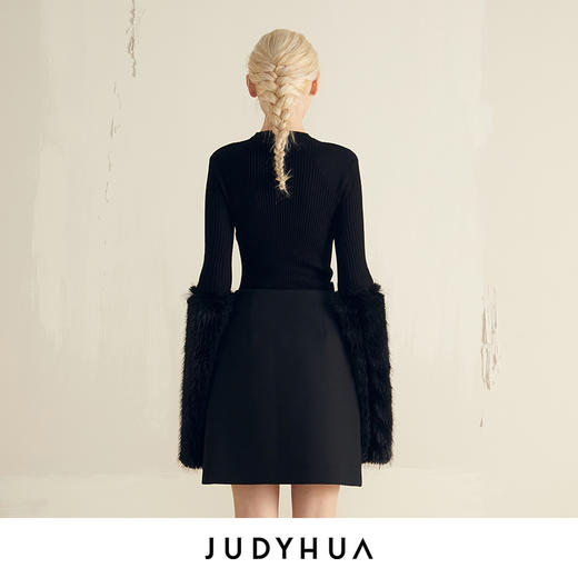 JUDYHUA 环保皮草袖纹理针织上衣 商品图2