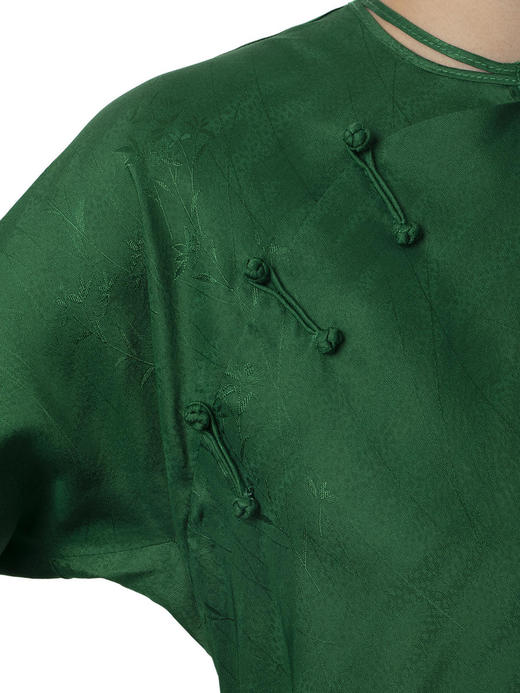 盛唐牡丹 |祖母绿花草纹旗袍 商品图8