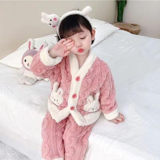 【加绒加厚 】女童法兰绒睡衣套装儿童珊瑚绒睡女孩家居服衣秋冬季宝宝加绒加厚flrsy12 商品图0