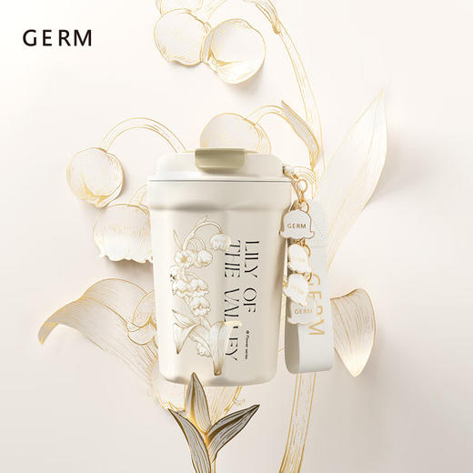 【小家电】格沵（germ）2023新款铃兰系列菱形保温杯咖啡杯潮流便携礼物高颜值不锈钢水杯 屿蓝390ML HF 商品图7