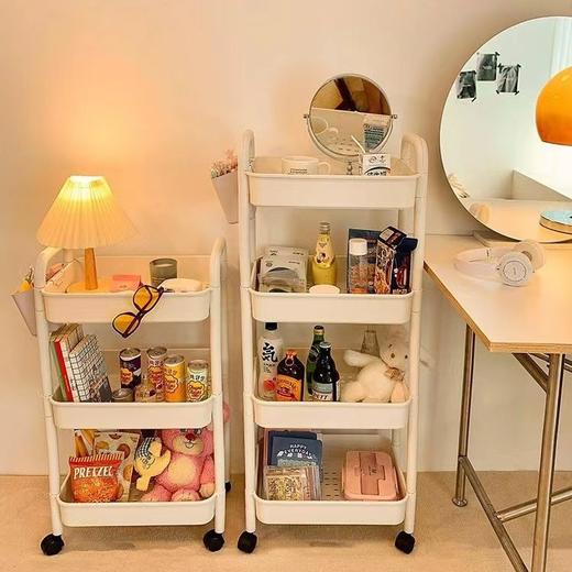 【移动时尚小推车！多用途收纳】卧室装饰零食多功能储物，卫生间移动小推车置物架多层落地，收纳百搭更美观  多种规格可选 随心移动 打扫卫生更方便 商品图2