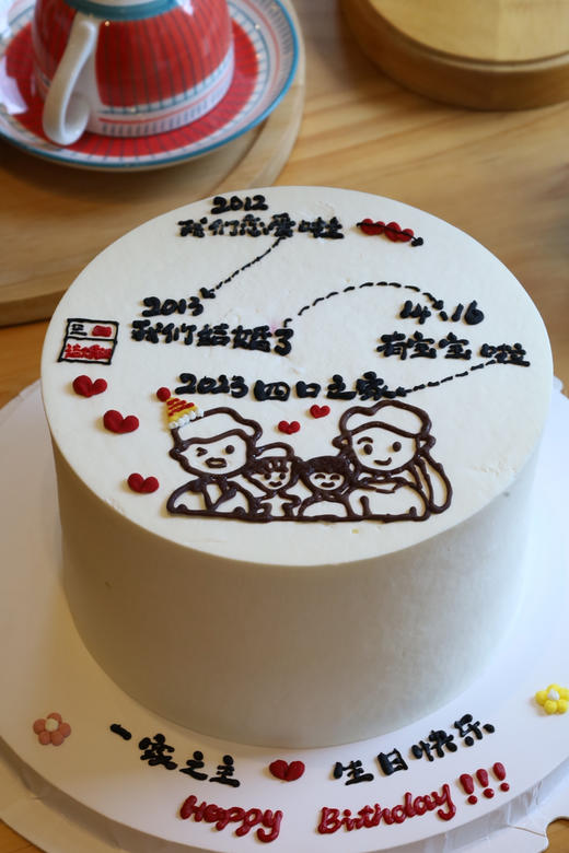 手绘一家四口幸福轨迹 商品图0