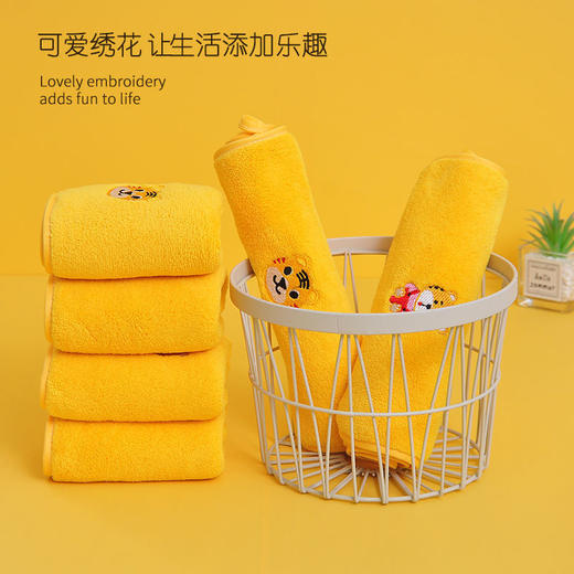 星罗工厂3条装儿童毛巾小老虎珊瑚绒童巾面巾家用宝宝洗澡洗头柔软吸水 商品图2
