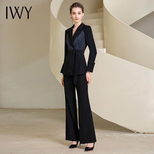 IWY/高端设计感职业西装套装女秋冬款阔腿裤商务西服正装233019C1+P3 商品图2