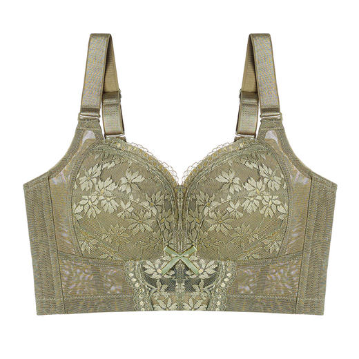 大胸显小收副乳超薄杯透气大码内衣女无痕无钢圈文胸胸罩 大胸显小 无钢圈bra 蝶翼刺绣水晶杯文胸 商品图7