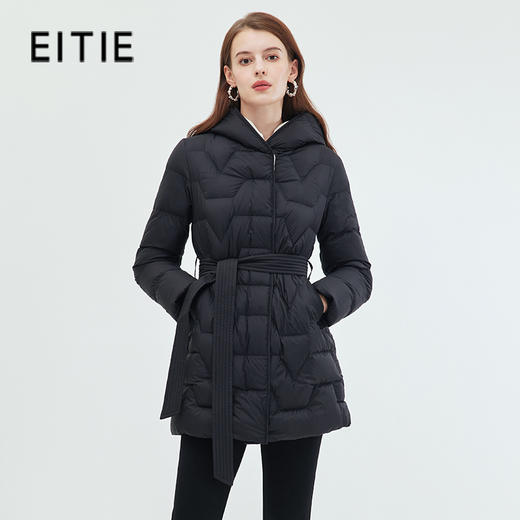 EITIE爱特爱冬季新款简约收腰显瘦保暖连帽羽绒服女7211905 商品图0