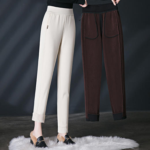 HSS 2766奥粒绒休闲裤加绒加厚宽松显瘦哈伦裤 商品图1