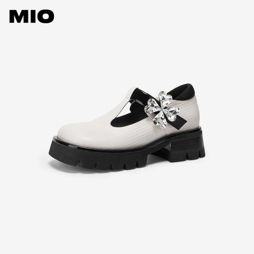【智心浪漫】MIO米奥春季中跟复古单鞋四叶草钻饰玛丽珍鞋M241527475 商品图1