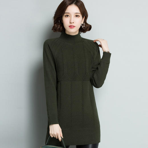 【11.11】百搭长袖中长款，宽松保暖加绒毛衣CC-5130 商品图3