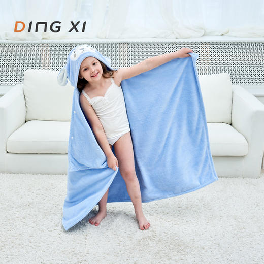 【神奇斗篷！宝贝青睐】儿童浴袍加厚珊瑚绒连帽斗篷吸水，宝宝洗澡四季可穿浴巾，柔软舒适 轻柔舒适不伤皮，可爱卡通、防滑设计 守护宝贝安全 商品图1