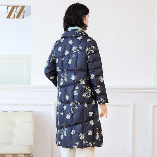佐尔美秋季新款 甜美气质碎花图案中长款羽绒服女E24YY01 商品图4