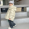 「三色可选！长款羽绒服」呦奇2023冬季新款韩版个性龟背设计时尚印花连帽儿童羽绒服童装 商品缩略图1