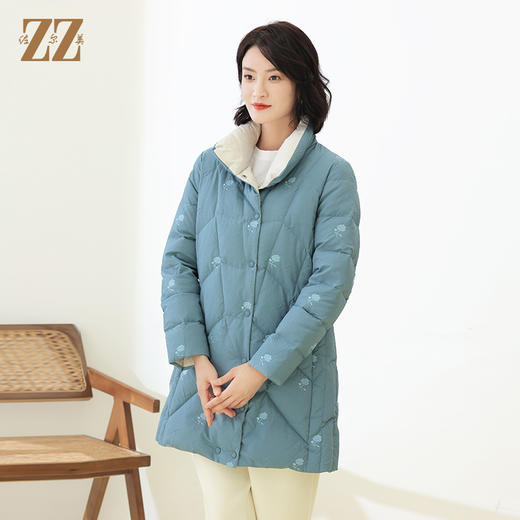 佐尔美冬季新款 气质小碎花中长款羽绒服女E14YY38 商品图1