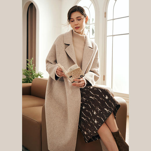 OLrain欧芮儿米色双面呢外套女秋季2023年新款高级感百搭大衣 商品图0