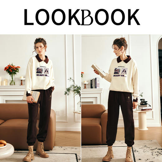 OLrain欧芮儿美式polo领卫衣女秋冬2023年新款复古撞色加绒上衣 商品图3