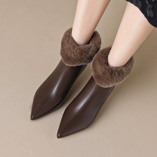 牛皮尖头显瘦时装靴，高跟鞋后拉链细跟短靴DB-M5629 商品图1