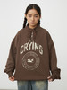 CryingCenter  复古图章高领抽绳款卫衣棕色墨绿色加绒休闲情侣 商品缩略图2