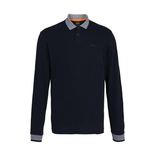BOSS男士刺绣字母logo全棉长袖Polo T恤 11694 商品图0