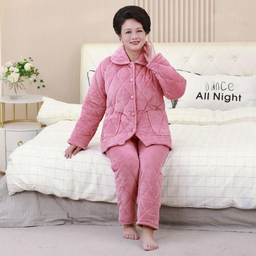中老年冬季奶奶款睡衣套装，加厚夹棉纯色6XL妈妈三层夹棉YC-001 商品图3