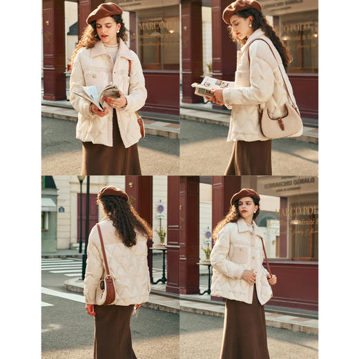 欧芮儿小香风粗拼接羽绒服外套 商品图1