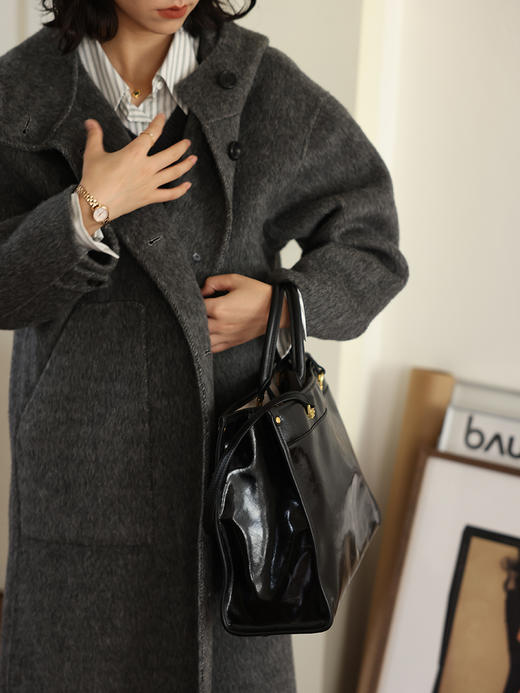 HeyDress连帽毛呢外套女秋冬宽松休闲羊毛长大衣骆驼绒气质双面呢 商品图4