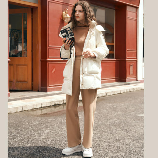 OLrain欧芮儿奶茶色直筒休闲裤女秋冬2023年新款通勤百搭显瘦长裤 商品图3