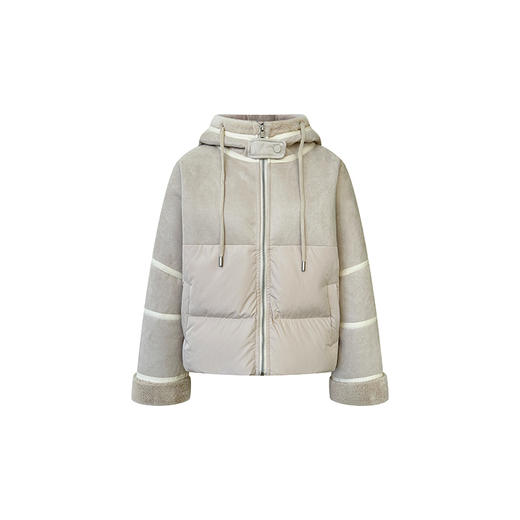 HeyDress麂皮羽绒服女冬季宽松加绒抗寒保暖外套别致连帽设计上衣 商品图4