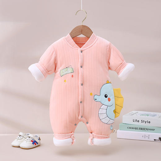 婴儿夹棉连体衣保暖无骨新生儿哈衣冬装夹棉棉衣爬服新生儿衣服 商品图9