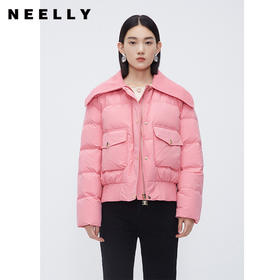 NEELLY纳俪商场同款粉色面包服女冬时尚大翻领保暖休闲短款羽绒服N23112L01168