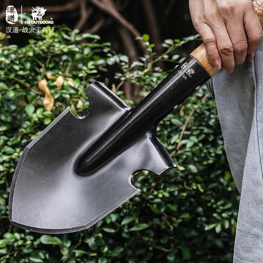 汉道【战火工兵铲】户外多功能便携露营兵工铲子防身野营钓鱼木柄铁锹加厚铲子 商品图8