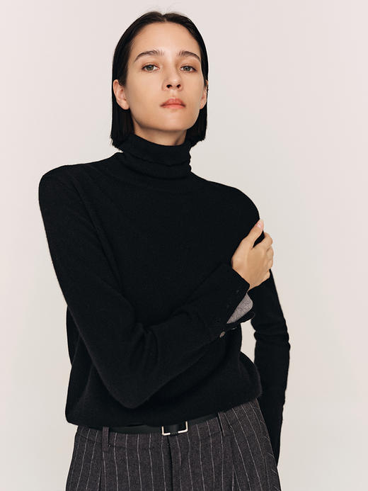 柔软御寒 28支苏格兰邓肯羊绒假两件高领套头衫FJ483923N 商品图9