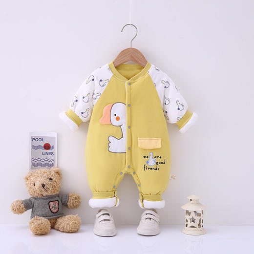 婴儿夹棉连体衣保暖无骨新生儿哈衣冬装夹棉棉衣爬服新生儿衣服 商品图7