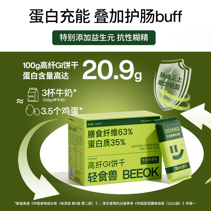 【丁妈认真选专属】轻食兽 牛油果椰乳高纤低GI代餐饼干