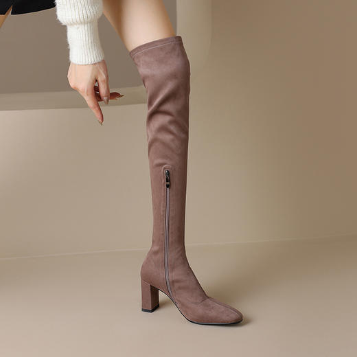 【预售5天】过膝长靴女高筒，尖头高跟鞋粗跟靴力长筒靴HB-Z918 商品图4