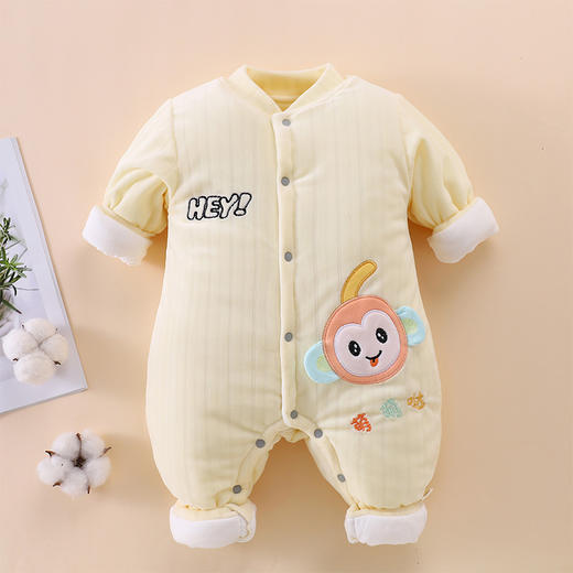婴儿夹棉连体衣保暖无骨新生儿哈衣冬装夹棉棉衣爬服新生儿衣服 商品图12