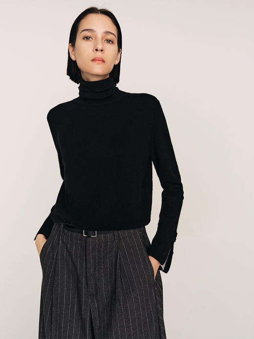 柔软御寒 28支苏格兰邓肯羊绒假两件高领套头衫FJ483923N 商品图1