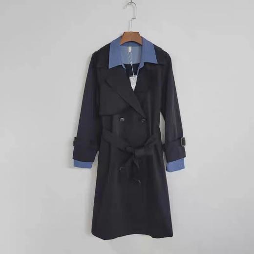 C6367       时尚气质通勤系带修身显瘦百搭中长款假两件风衣外套（特价不退换，2XL能穿到150斤） 商品图3