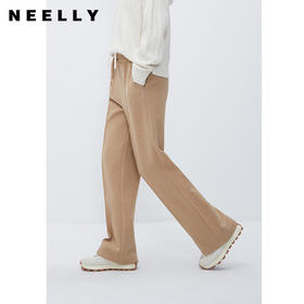 NEELLY纳俪商场同款冬季驼色休闲裤卫裤女通勤气质简约直筒裤长裤N23112H01177