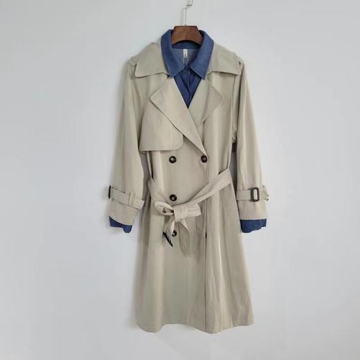 C6367       时尚气质通勤系带修身显瘦百搭中长款假两件风衣外套（特价不退换，2XL能穿到150斤） 商品图1