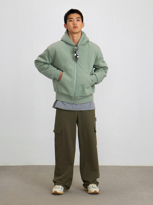 CryingCenter 雪蟹绿夹棉连帽短款拉链卫衣外套一件过冬cleanfit 商品图1