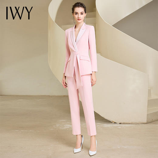 IWY/粉色长袖西装套装女新款主持人职业装气质高级感外套女233010CP1 商品图2