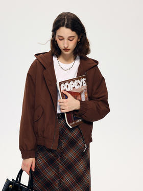 HeyDress连帽棉服女秋冬宽松休闲加棉夹克美拉德复古加厚棉衣外套