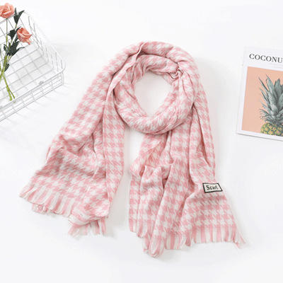 【黑白千鸟格影映寒冬！流苏曼妙如我心】新款秋冬韩版黑白千鸟格围巾，女士格子仿羊绒披肩围巾，舒适时尚 温暖不挑衣物 秋冬必备 品味浓缩的时尚灵感 hh 商品图7