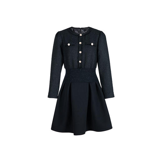 HeyDress小香风连衣裙女秋冬法式复古收腰设计感修身气质小黑裙子 商品图4