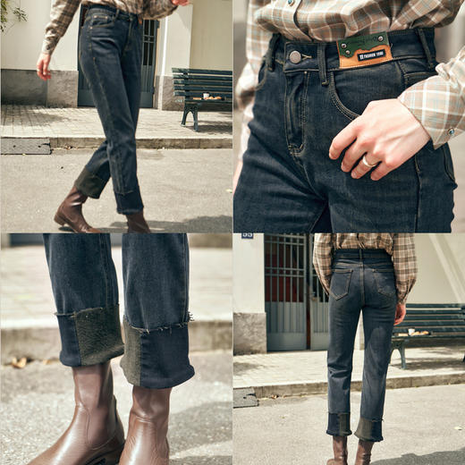 OLrain欧芮儿复古蓝牛仔裤女秋冬2023年新款直筒宽松通勤休闲长裤 商品图2