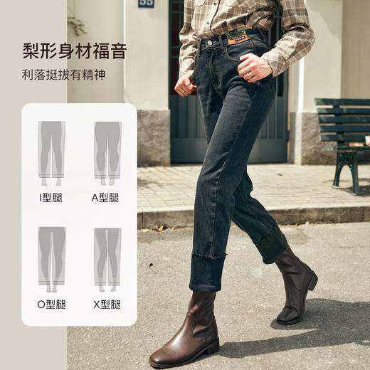 OLrain欧芮儿复古蓝牛仔裤女秋冬2023年新款直筒宽松通勤休闲长裤 商品图1