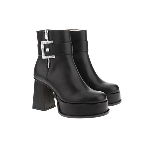 sheme新生系列进口牛皮水晶E扣个性时尚女士短靴可定制 商品图5