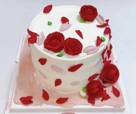 手绘裱花玫瑰花蛋糕（非鲜花）动物奶油